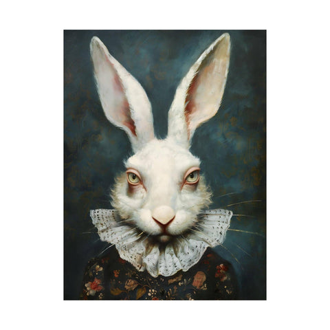 Framed White Rabbit Art Print 18x24