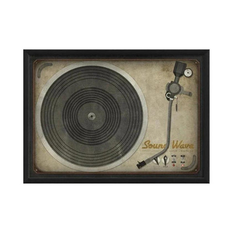 Sound Wave Audio Enhanced Turntable Framed/Glass Wall Hanging