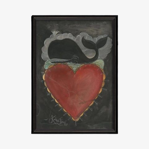 Whale Heart Framed/Glass Wall Hanging