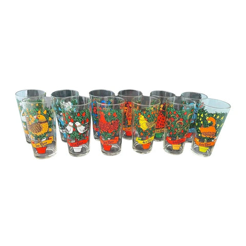 Vintage Anchor Hocking 12 Days of Christmas Glasses (Set of 12)