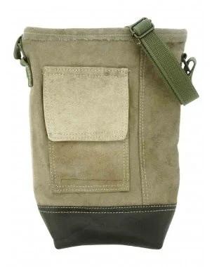 Recycled Military Tent Crossbody with Leather Accent Crossbody Bags