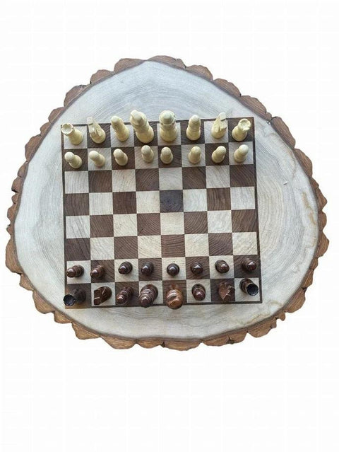 Wood Slice Chess/Checkers Board Game Games