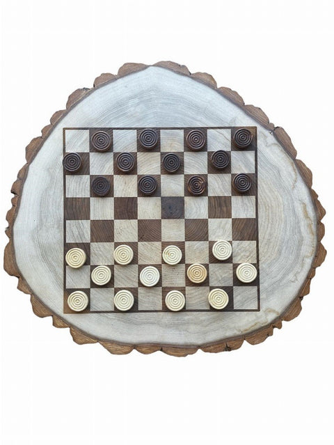 Wood Slice Chess/Checkers Board Game Games