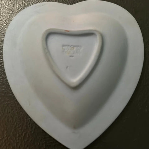 Vintage 1969 Wedgwood Blue Jasperware White Cameo Heart Dish Made In England