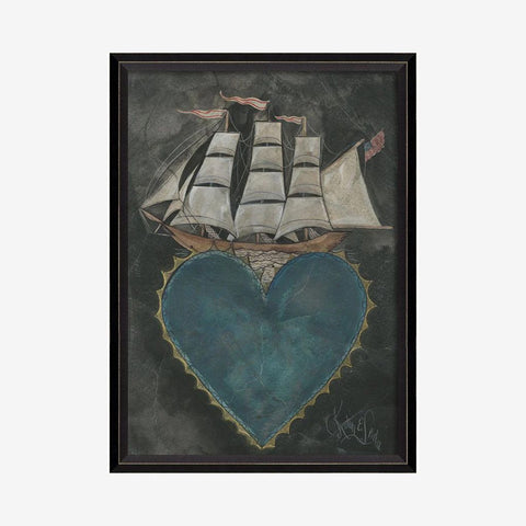 Ship Heart Framed/Glass Wall Hanging