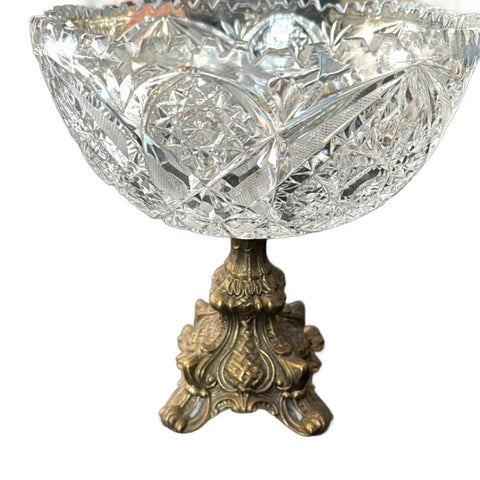 Vintage Crystal Bowl in Brass