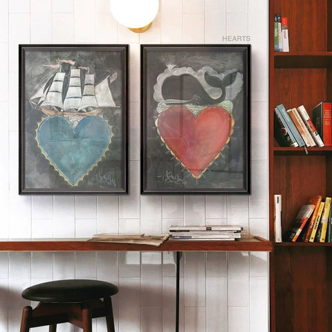 Whale Heart Framed/Glass Wall Hanging