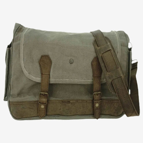 Olive Canvas Unisex Crossbody/Messenger Bag-Messenger Bags-nikal + dust