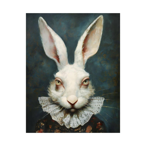 Framed White Rabbit Art Print 18x24