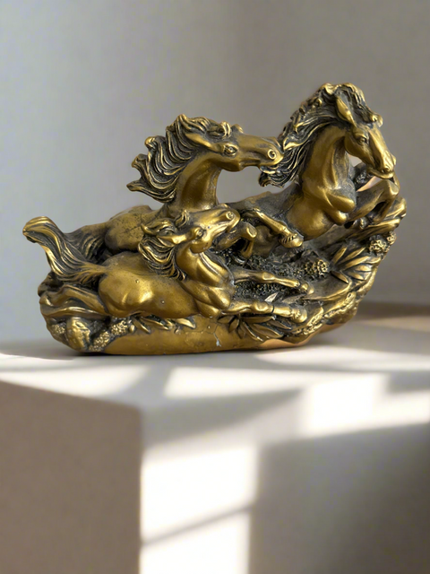 Brass Chinese Running 3 Horse Horses Animal bronze SCULPTURE -15 CM