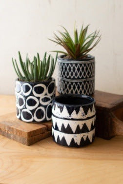 Ceramic Pattern Planters - Set Of 3 Planters