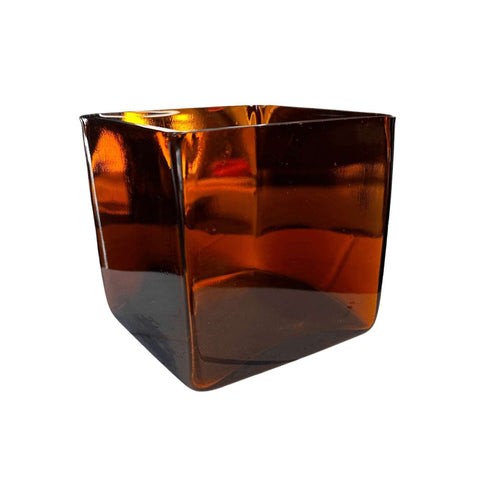 Amber Glass Square Vase