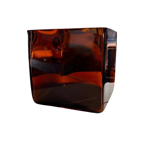 Amber Glass Square Vase