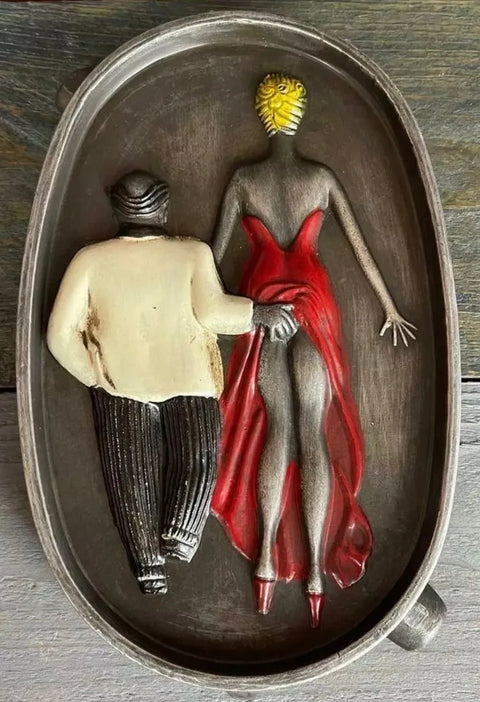 Speakeasy Art Nouveau | Risqué Hand Painted Ashtray
