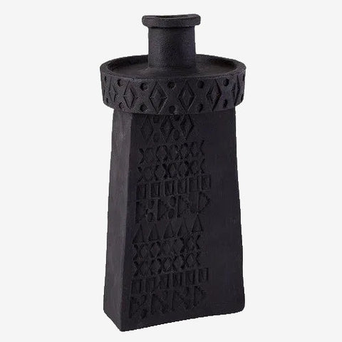 Black Engraved Candleholder-Candle Holders-nikal + dust