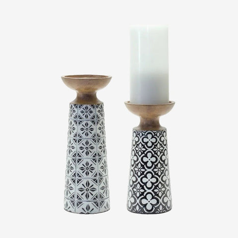Black and White Candle Holders-Candle Holders-nikal + dust
