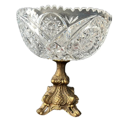 Vintage Crystal Bowl in Brass
