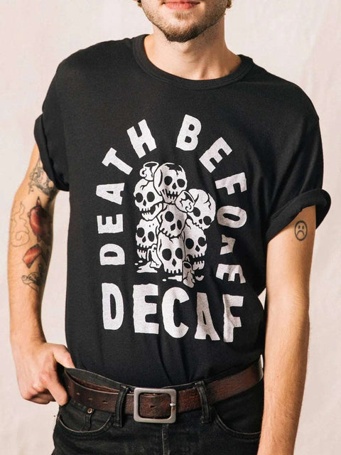 Death Before Decaf Coffee Unisex Tee-Graphic T-Shirts-nikal + dust