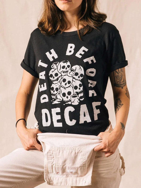 Death Before Decaf Coffee Unisex Tee-Graphic T-Shirts-nikal + dust
