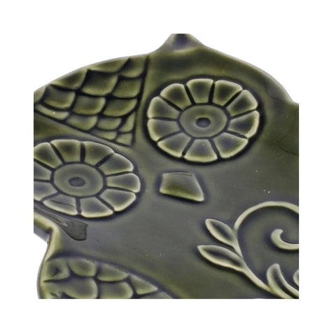 Embossed Owl Ceramic Tray Decorative Accents