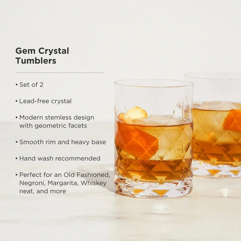 Gem Crystal Tumblers - Set of 2 Drinkware