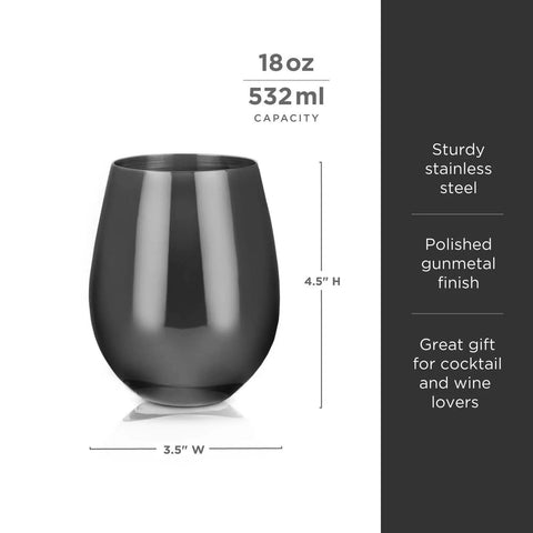 Gunmetal Stemless Wine Glasses-Drinkware-nikal + dust