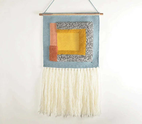 Handwoven Abstract Tasseled Wall Hanging-Macrame Hangings-nikal + dust