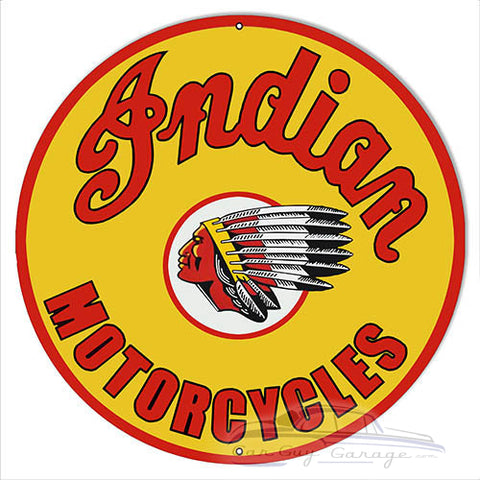 Indian Motorcycles Metal Sign - 18"d