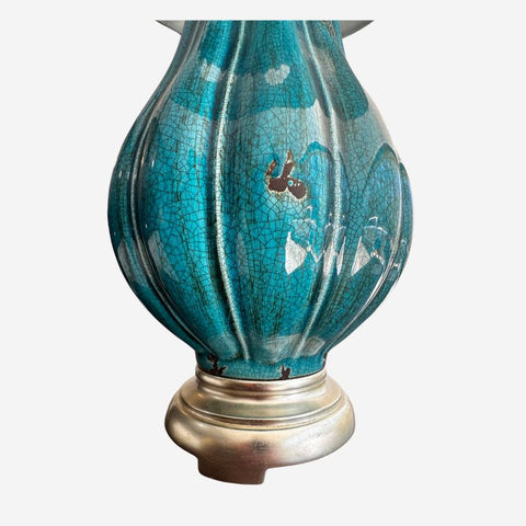 Pewsey Oversized Ceramic Table Lamp In Distressed Dark Teal Table Lamps