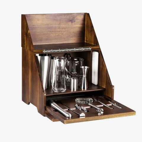Madison Acacia Tabletop Bar Set-Bar Sets-nikal + dust