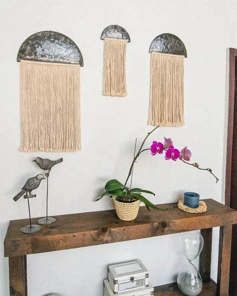 Metal and Macrame Wall Art Set-nikal + dust