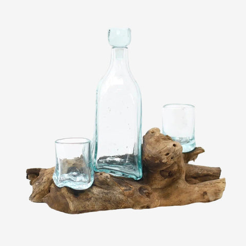 Molten Glass on Wood- Whisky Set-Decanters-nikal + dust