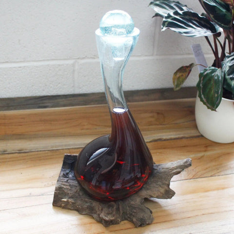 Molten Glass on Wood - Wine Decanter-Decanters-nikal + dust
