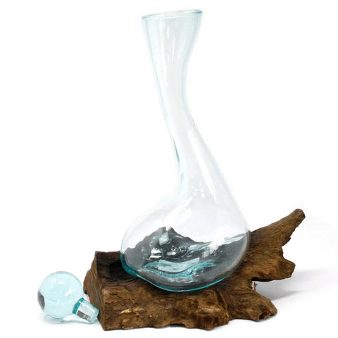 Molten Glass on Wood - Wine Decanter-Decanters-nikal + dust