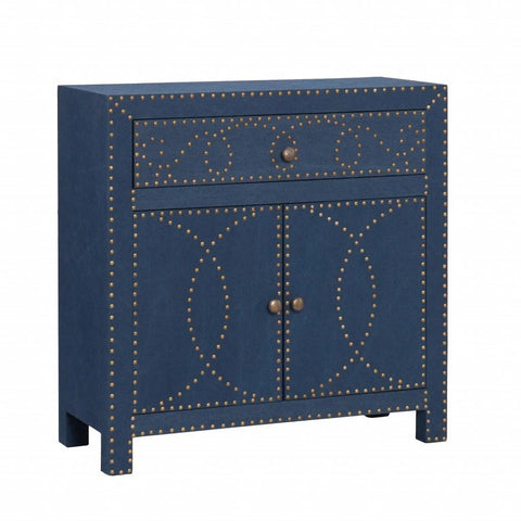 Navy and Brass Nailhead Accent Storage Cabinet Cabinets