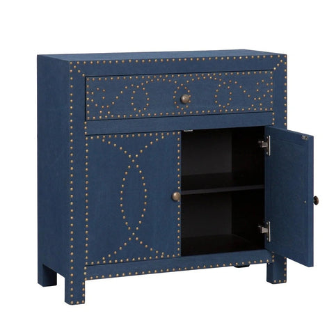 Navy and Brass Nailhead Accent Storage Cabinet Cabinets