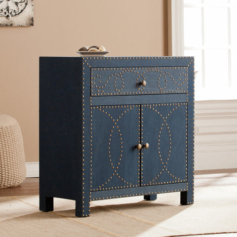 Navy and Brass Nailhead Accent Storage Cabinet Cabinets