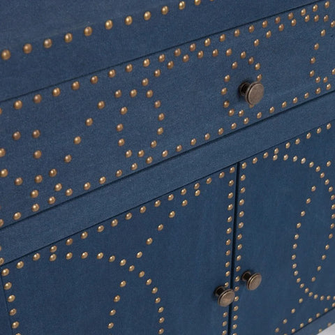 Navy and Brass Nailhead Accent Storage Cabinet Cabinets