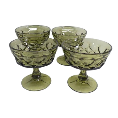 Noritake PERSPECTIVE AVOCADO Champagne Sherbet 4" Glasses Set Of 4