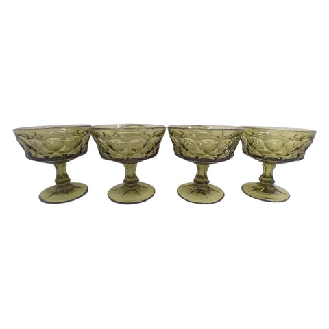 Noritake PERSPECTIVE AVOCADO Champagne Sherbet 4" Glasses Set Of 4