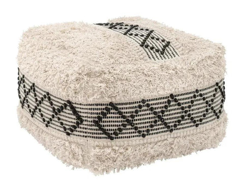Pisco Ottoman Beige & Black-Footstools-nikal + dust