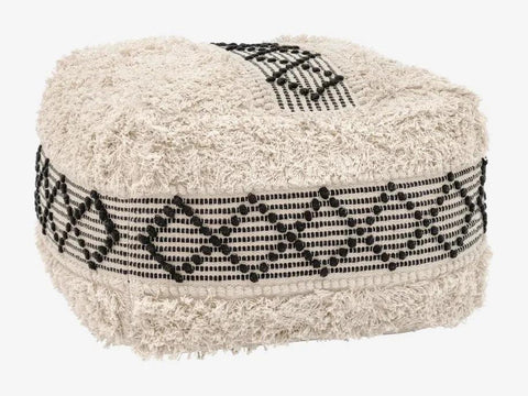 Pisco Ottoman Beige & Black-Footstools-nikal + dust