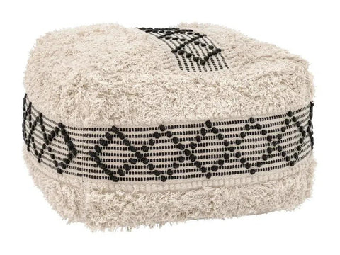Pisco Ottoman Beige & Black-Footstools-nikal + dust