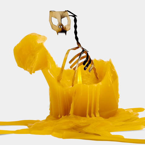 PyroPet Kisa Cat Skeleton Candle - Mustard Yellow