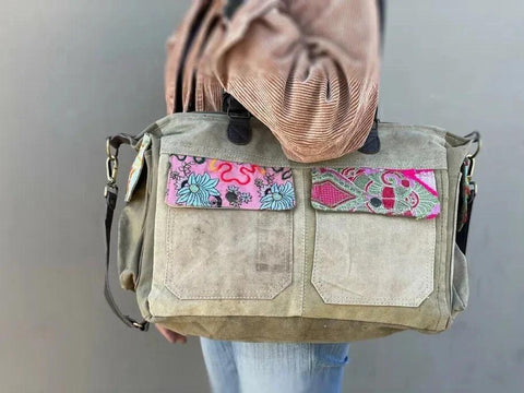 Recycled Military Tent Shoulder Bag-Handbags-nikal + dust