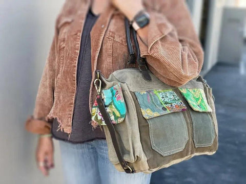 Recycled Military Tent Shoulder Bag-Handbags-nikal + dust