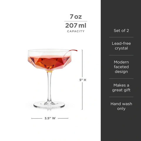 Faceted Crystal Coupes Drinkware