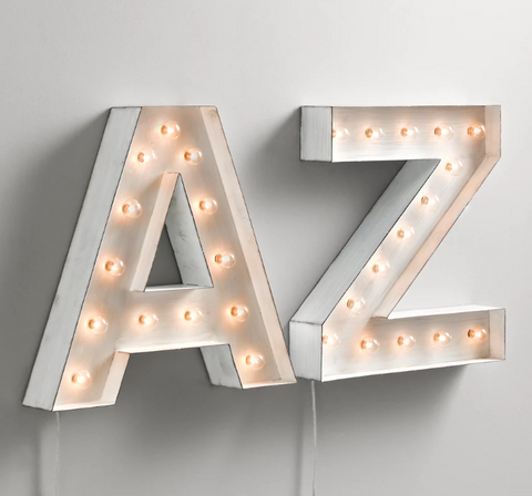Vintage Restoration Hardware | Illuminated Marquee Letters | WISH | Set of 4 Letters