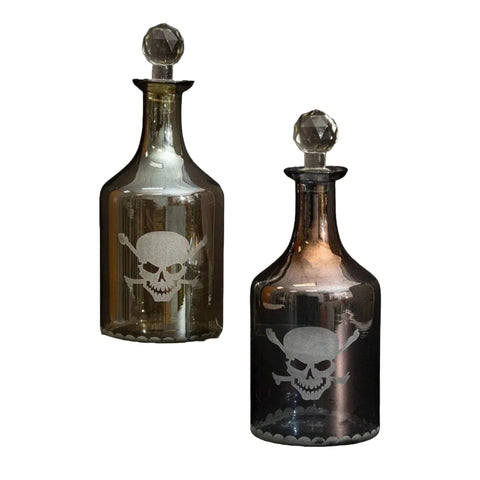 Skull & Bones Glass Decanter Bottles with Crystal Top, Set of 2-Decanters-nikal + dust