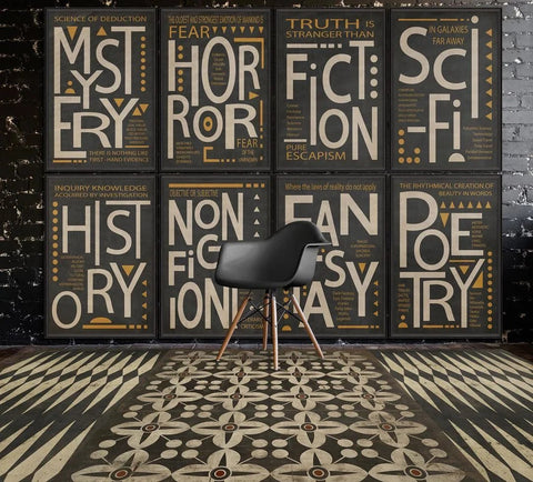 Fantasy Poster White on Black - Framed Under Glass Wall Hanging